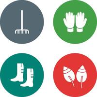 Fork picking Leaves and Gardening Gloves Icon vector