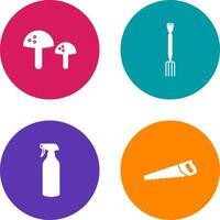 Mushrooms and Gardening Fork Icon vector