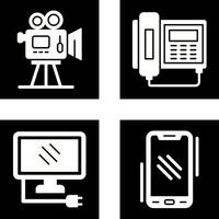 película cámara y teléfono icono vector