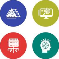 Pyramid Graph and Search Icon vector