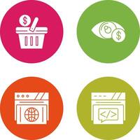 compras cesta y ojo icono vector