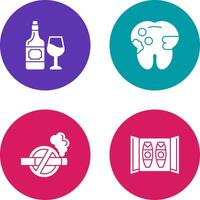 vino y caries icono vector