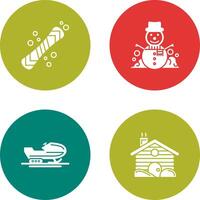 Snowboard and Snowman Icon vector