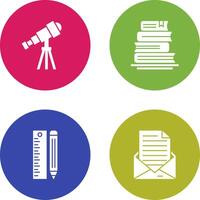 Telescope and BooksSnack and Money Icon vector