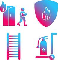 running from fire and fire shield Icon vector