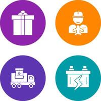 Gift Box and Worker Icon vector