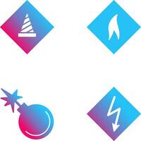 under construction and flammable material Icon vector