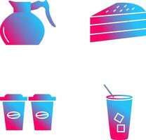 cake slice and coffee pot Icon vector