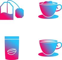 tea bag and creamy coffee Icon vector