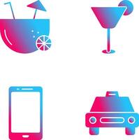 coconut drink and cocktail drink Icon vector