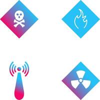 poisonous gas and Danger of flame Icon vector