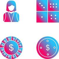 elegant lady and domino game Icon vector