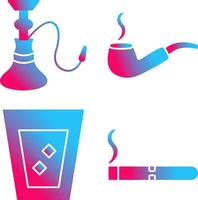 hookah and lit smoking pipe Icon vector