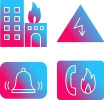 burning building and electricity danger Icon vector