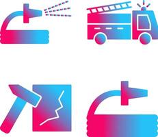 spraying water and fire truck Icon vector