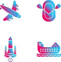 Landing Airplane and Dinghy Icon vector