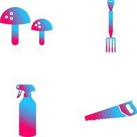 Mushrooms and Gardening Fork Icon vector