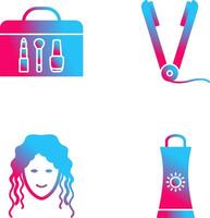 productos cosméticos y plancha de pelo icono vector