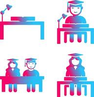 study desk and studying on desk Icon vector