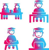 Combined Study and Studying on Desk Icon vector