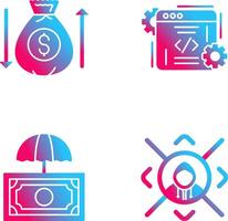 dinero bolso y codificación icono vector