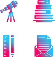 Telescope and BooksSnack and Money Icon vector