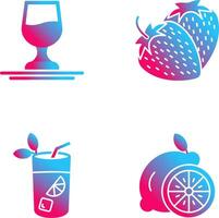 vino y fresa icono vector