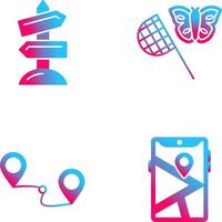 Butterfly Catcher and Road Sign Icon vector