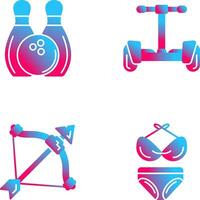 bolos y hoverboard icono vector