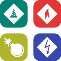 under construction and flammable material Icon vector