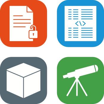 unlock document and piece of code Icon vector