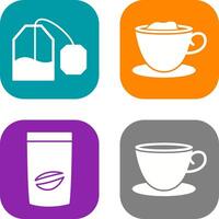 tea bag and creamy coffee Icon vector