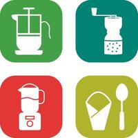 french press and coffee grinder Icon vector