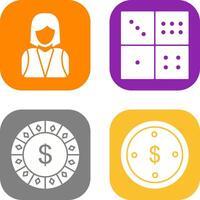 elegant lady and domino game Icon vector