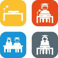 study desk and studying on desk Icon vector