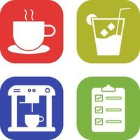 hot coffee and whiskey sour Icon vector