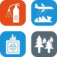 using extinguisher and firefighter plane Icon vector