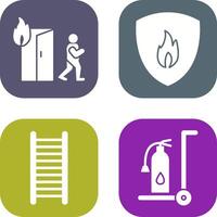 running from fire and fire shield Icon vector