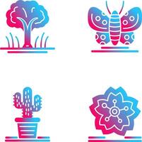 árbol y mariposa icono vector