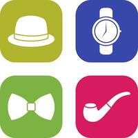 sombrero y reloj icono vector