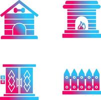 Dog House and Fireplace Icon vector