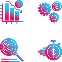 Chart Down and Settings Icon vector