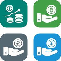 Money Growth and Bitcoin Icon vector
