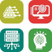Pyramid Graph and Search Icon vector