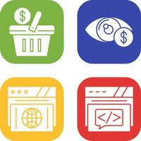 compras cesta y ojo icono vector