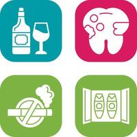 vino y caries icono vector