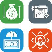 dinero bolso y codificación icono vector