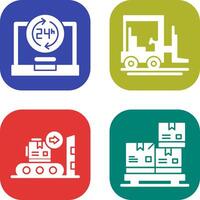 24 hours and forklift Icon vector