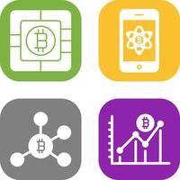 bitcoin chip y móvil icono vector