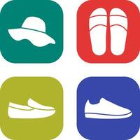 sombrero y zapatillas icono vector